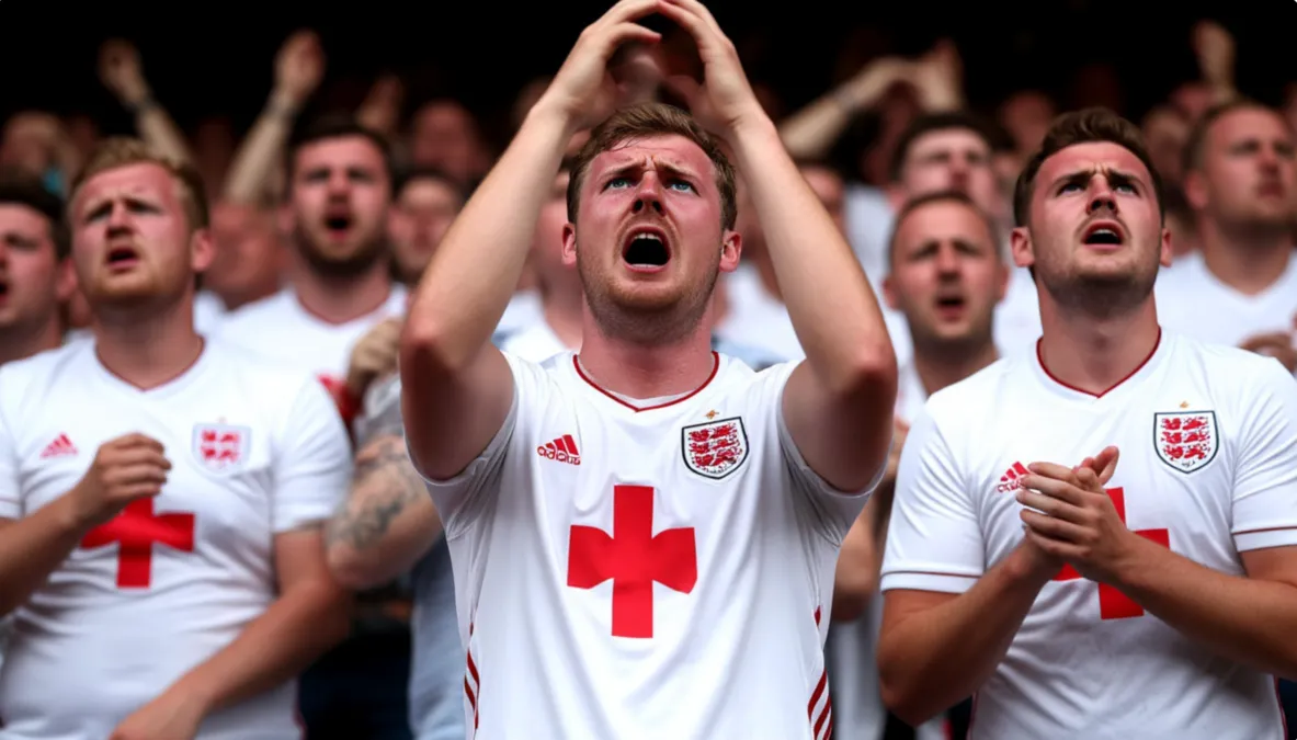 Aficionados ingleses en el estadio durante un partido de la selección