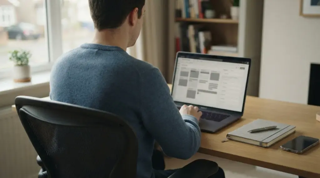 Usuario verificando métodos de retiro en plataforma de apuestas española desde ordenador portátil