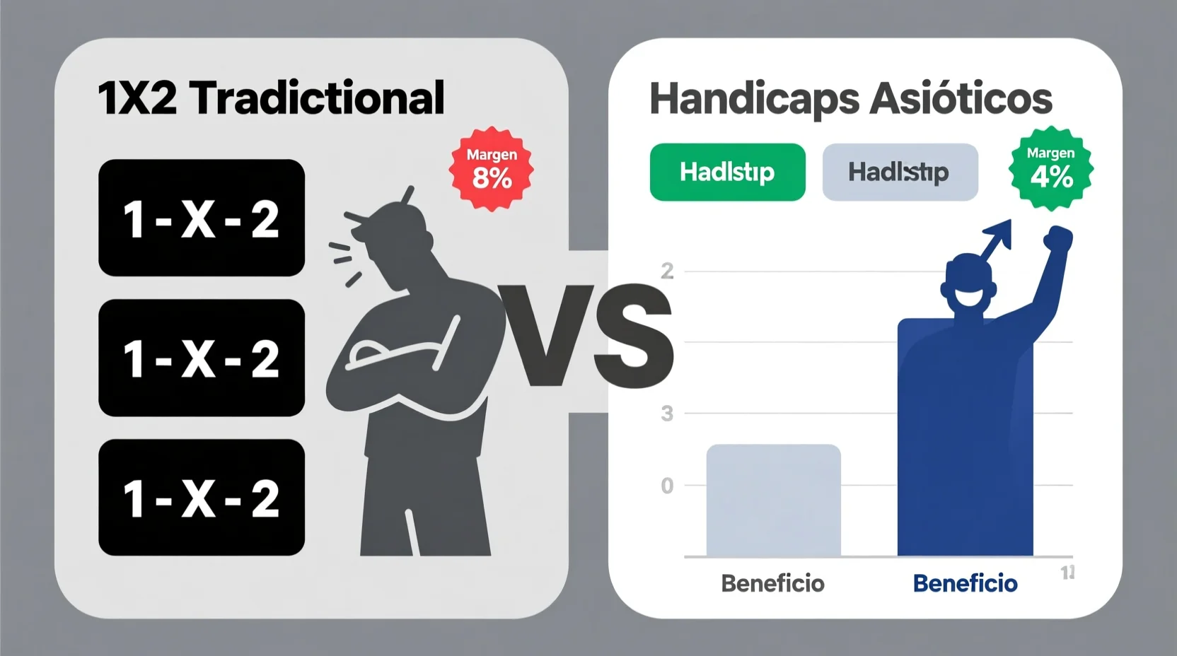 Comparación de márgenes entre apuestas 1X2 tradicionales y mercados asiáticos - Ventajas matemáticas