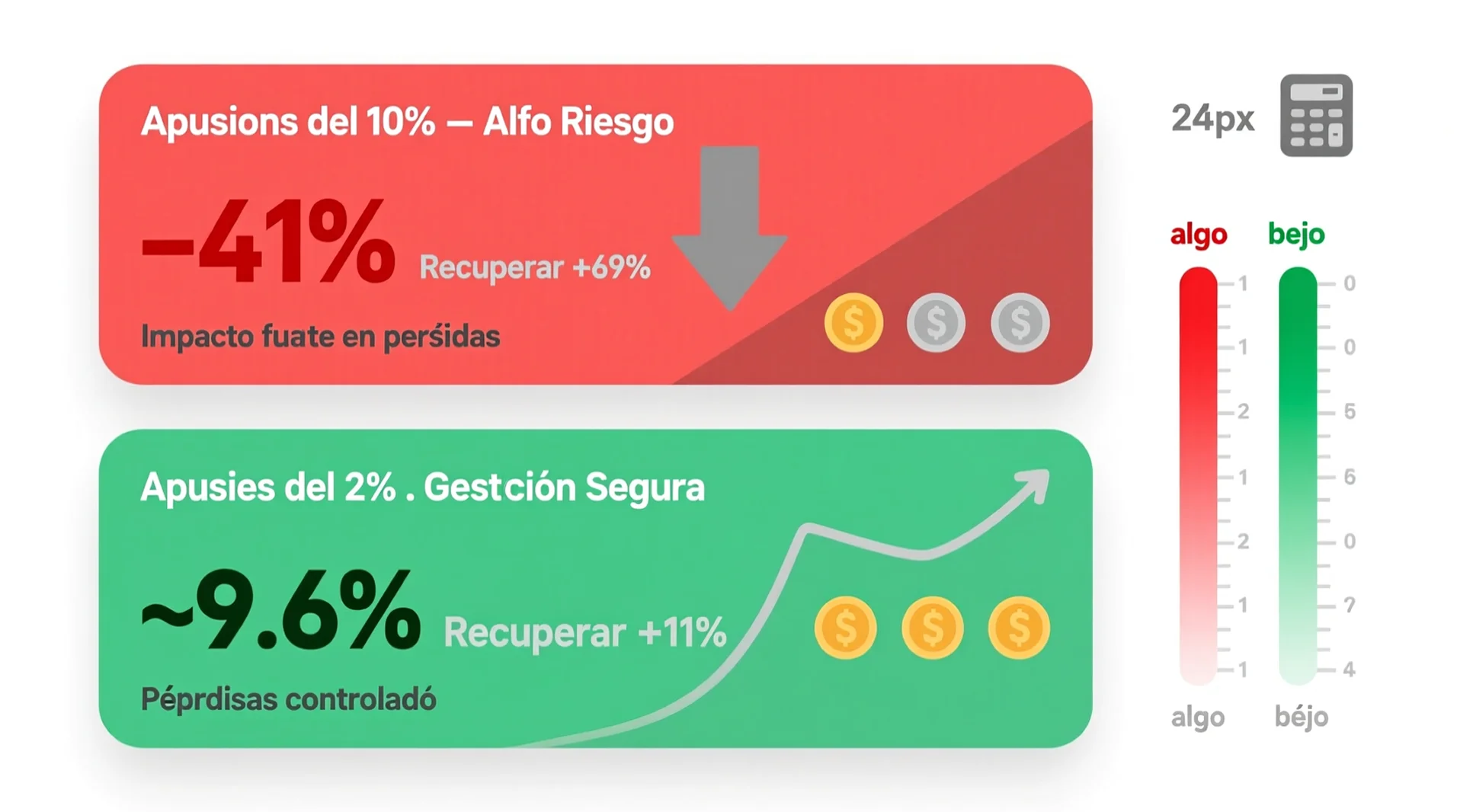 Comparación matemática de stakes 10% versus 2% y su impacto en pérdidas del bankroll