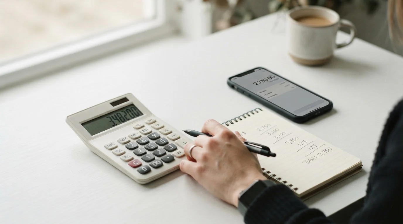 Calculadora y smartphone con interfaz de depósito y límites mínimos