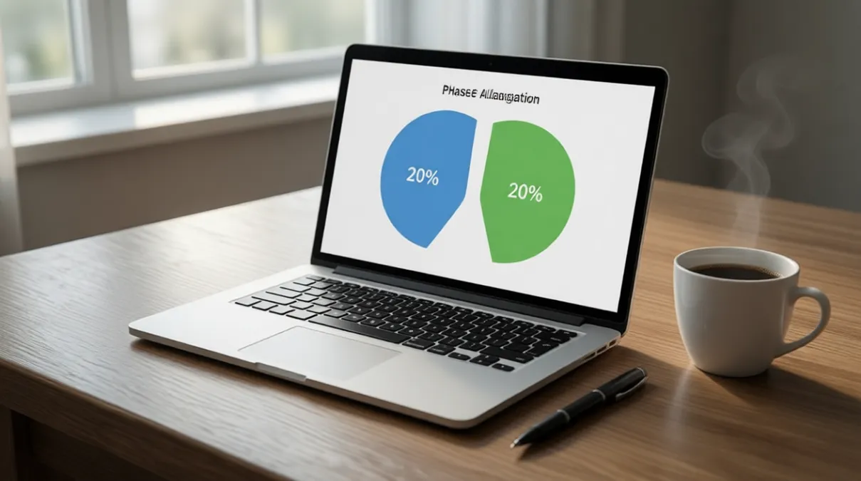 Gráfico de distribución mostrando porcentajes en pantalla