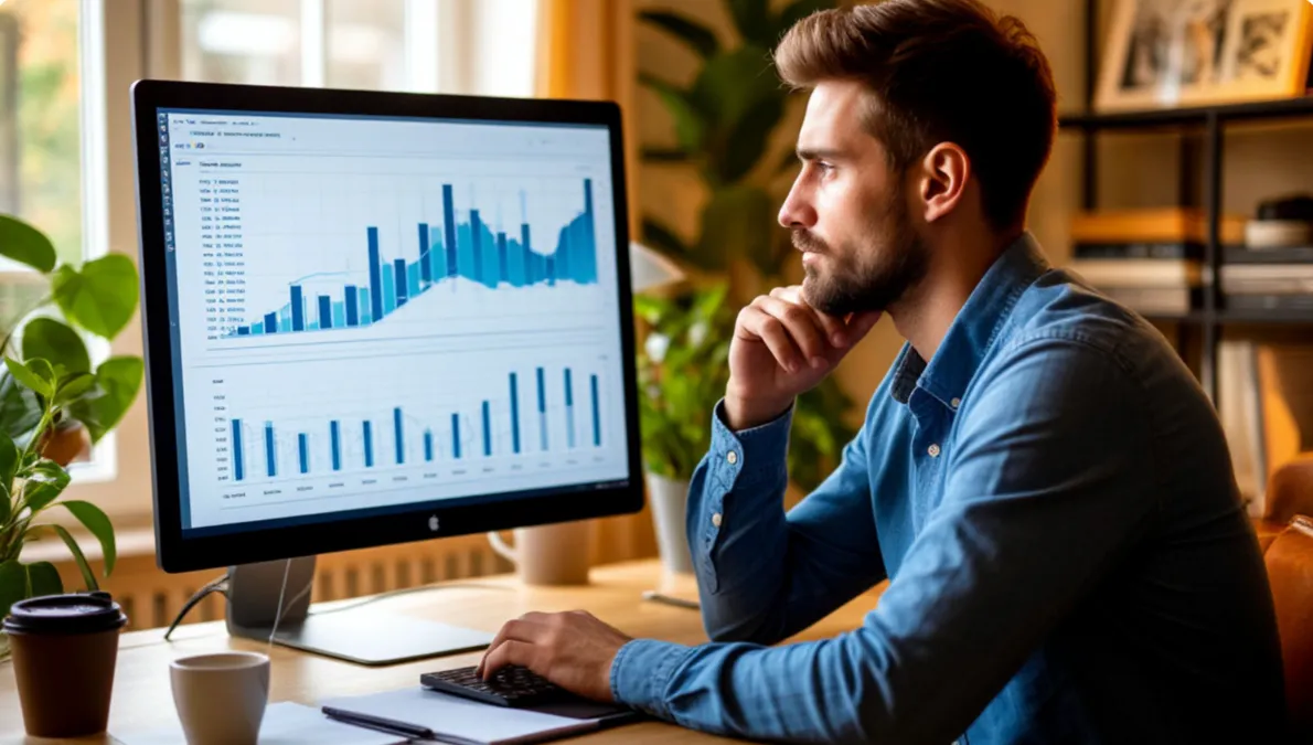 Persona analizando datos de apuestas en una pantalla de ordenador