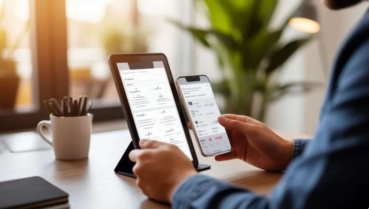 Persona utilizando herramientas digitales para comparar cuotas de apuestas