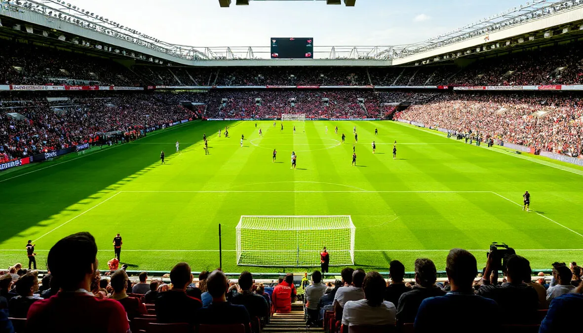 Vista de un partido de fútbol desde las gradas mostrando las posiciones tácticas