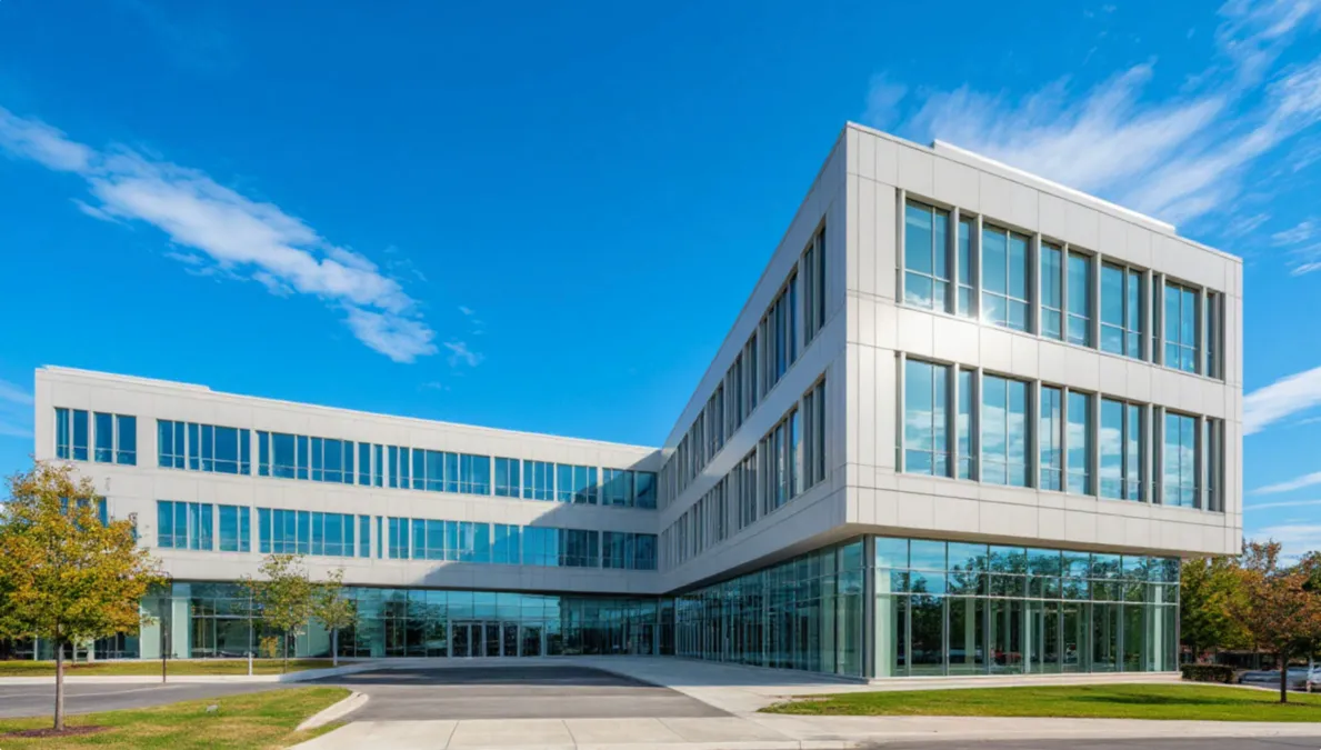 Edificio institucional representando organismos reguladores