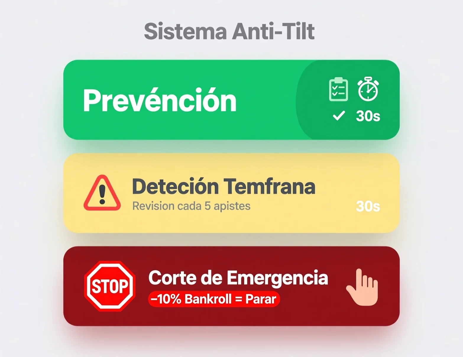 Sistema anti-tilt de tres niveles - Prevención, detección temprana y emergencia