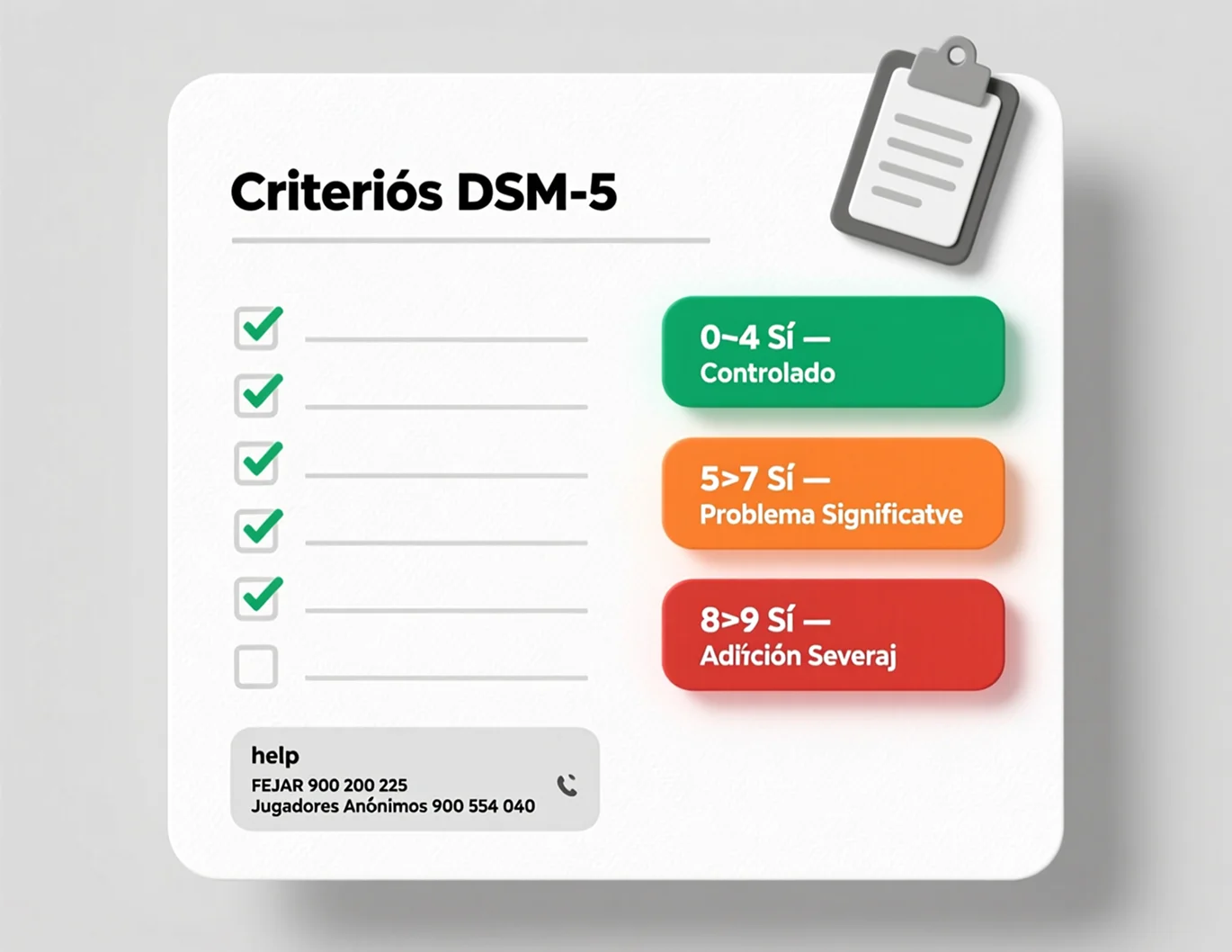 Test de adicción al juego DSM-5 - Evaluación de ludopatía y recursos de ayuda FEJAR